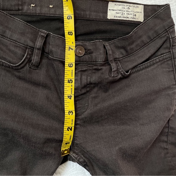 All Saints Women's Jean Pocket Stitching Skinny Washed Black/Brown Sz 27/34 - Picture 11 of 14